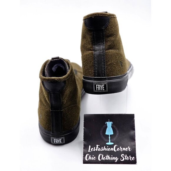 Frye Men's Olive Wool Rubber High-Top Ludlow Fashion Shoes Size 13 385 - Picture 6 of 16